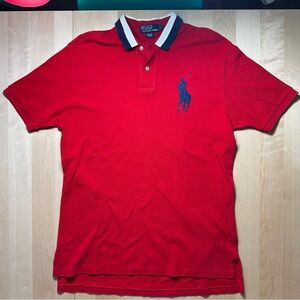 Polo Ralph Lauren Shirt Mens L Red White and Blue “Big Pony”